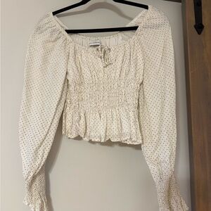 Faithfull the Brand Cream and Black Polka Dot Blouse - Worn Once